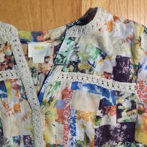 Multi color three quarter button down